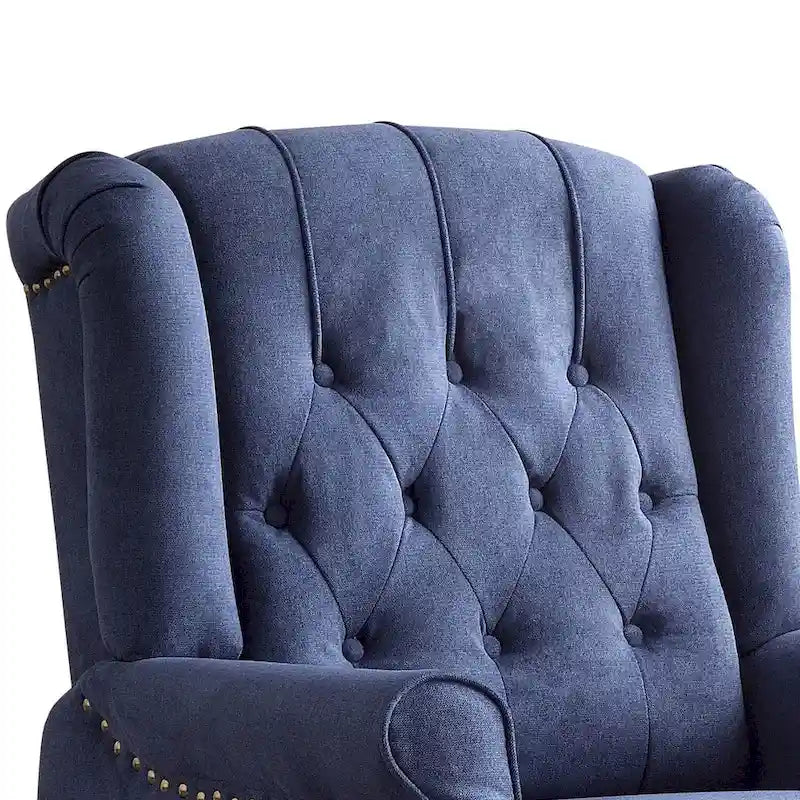 Fauteuil inclinable contemporain à pousser – Capitonnage diamant, garniture cloutée, 4 couleurs