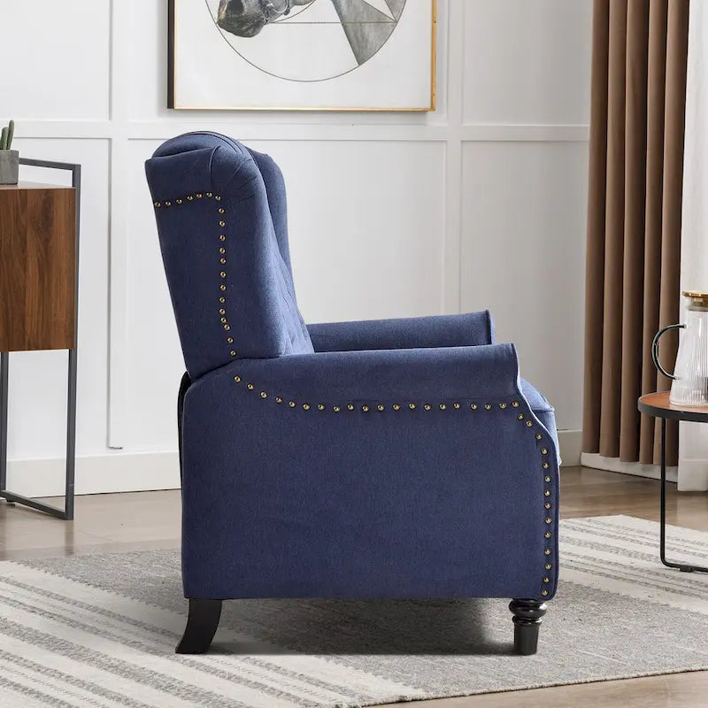 Fauteuil inclinable contemporain à pousser – Capitonnage diamant, garniture cloutée, 4 couleurs