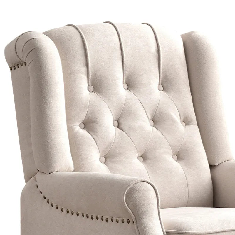 Fauteuil inclinable contemporain à pousser – Capitonnage diamant, garniture cloutée, 4 couleurs