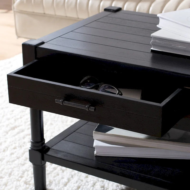Table basse traditionnelle avec 2 tiroirs