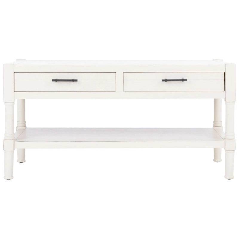 Table basse traditionnelle avec 2 tiroirs