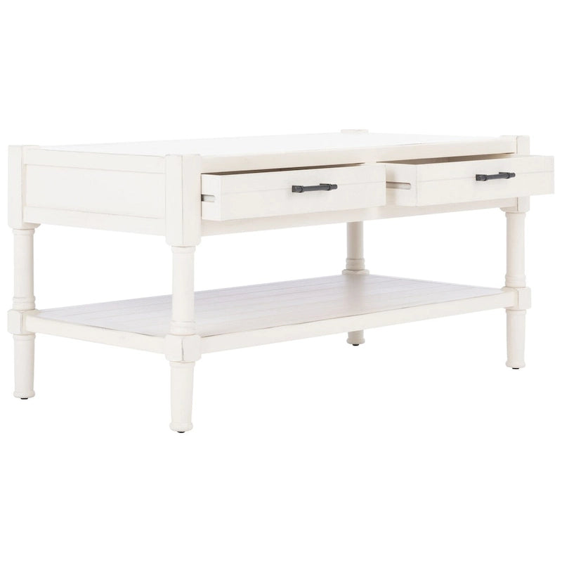 Table basse traditionnelle avec 2 tiroirs