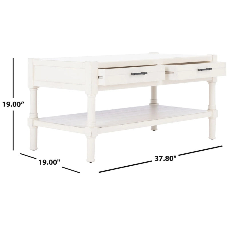 Table basse traditionnelle avec 2 tiroirs