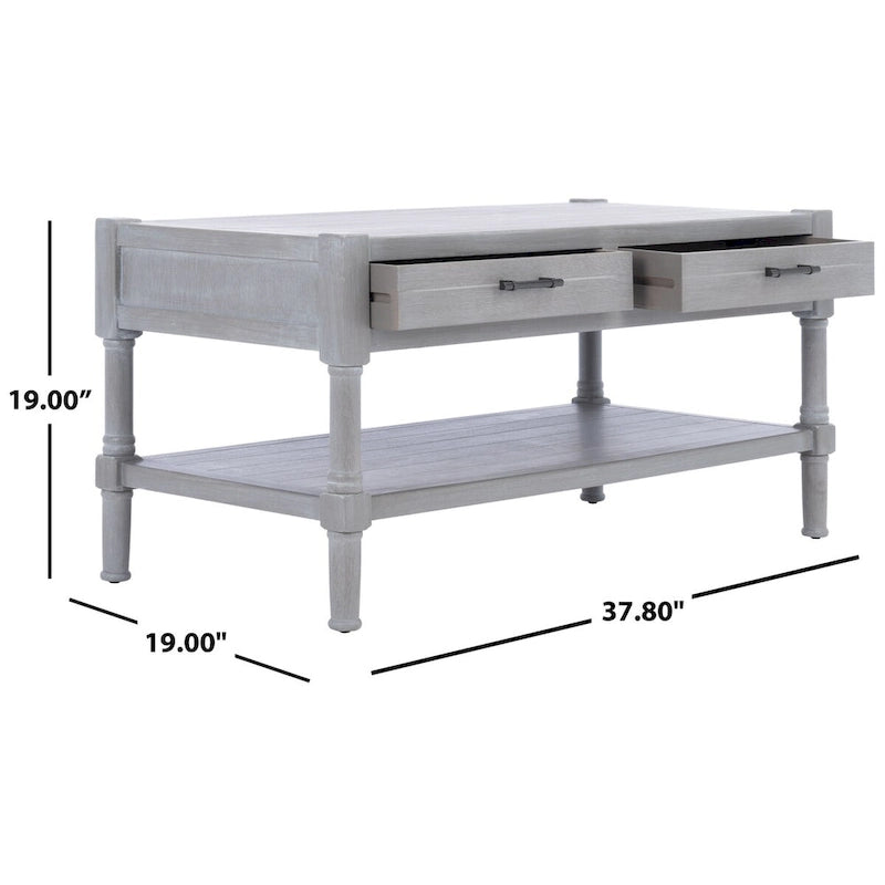 Table basse traditionnelle avec 2 tiroirs