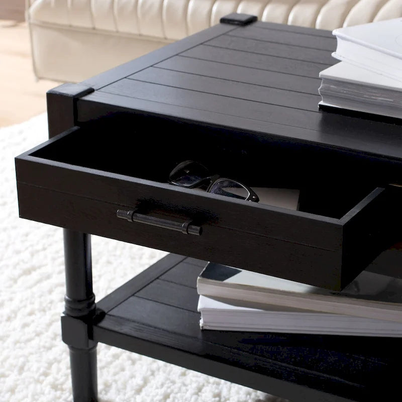 Table basse traditionnelle avec 2 tiroirs