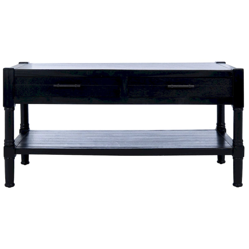 Table basse traditionnelle avec 2 tiroirs