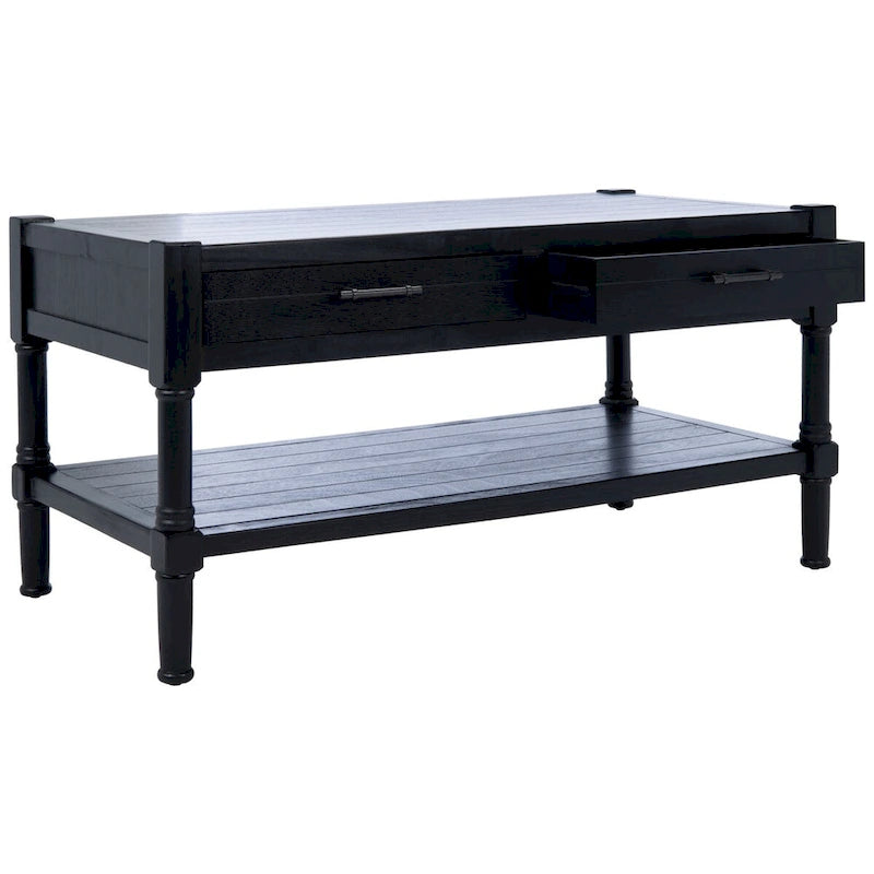 Table basse traditionnelle avec 2 tiroirs
