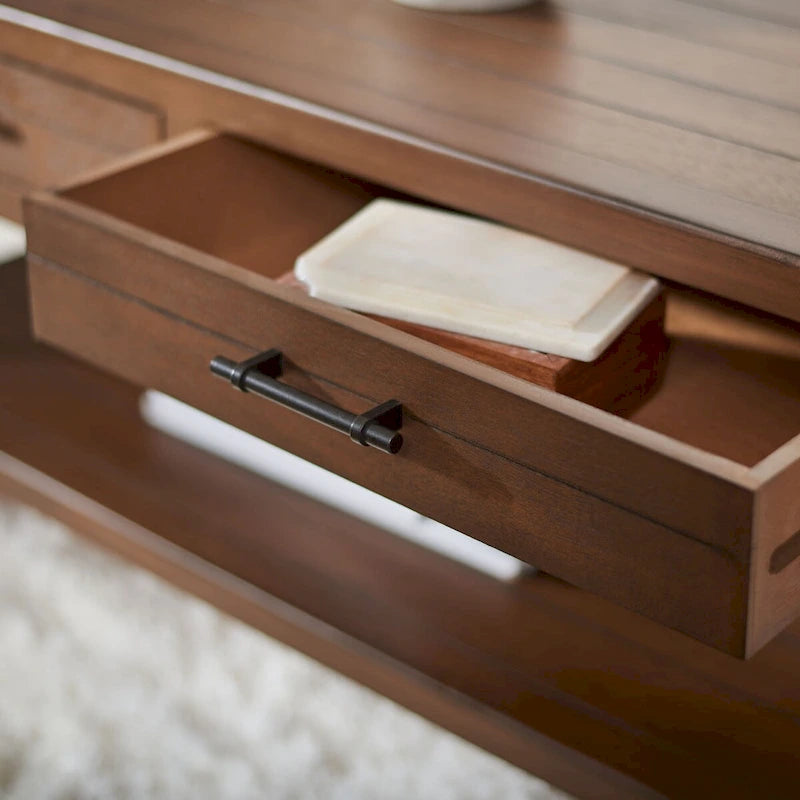 Table basse traditionnelle avec 2 tiroirs