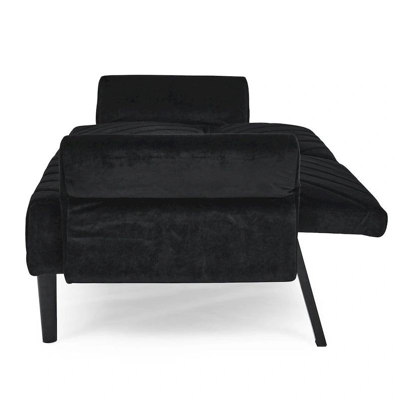 Canapé-lit convertible Mid-Century Modern en velours – Dossier et accoudoirs réglables sur 6 positions