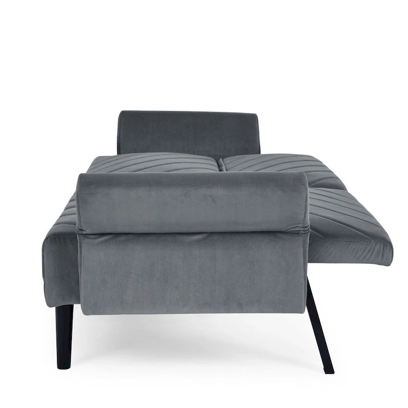 Canapé-lit convertible Mid-Century Modern en velours – Dossier et accoudoirs réglables sur 6 positions