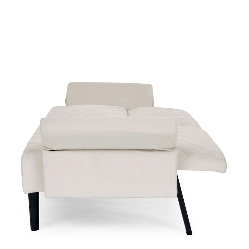 Canapé-lit convertible Mid-Century Modern en velours – Dossier et accoudoirs réglables sur 6 positions