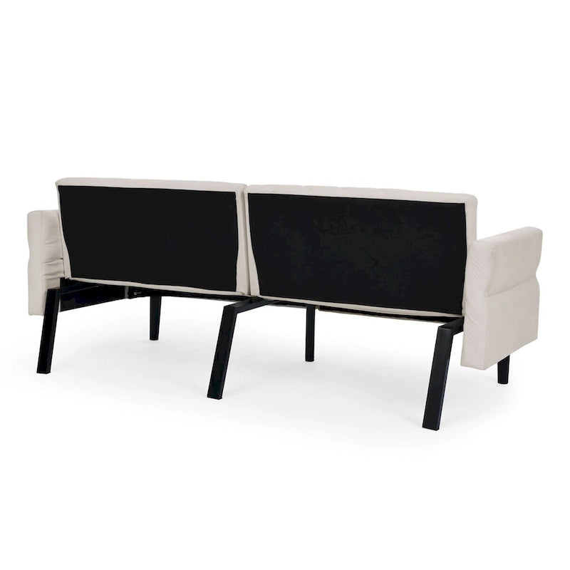 Canapé-lit convertible Mid-Century Modern en velours – Dossier et accoudoirs réglables sur 6 positions