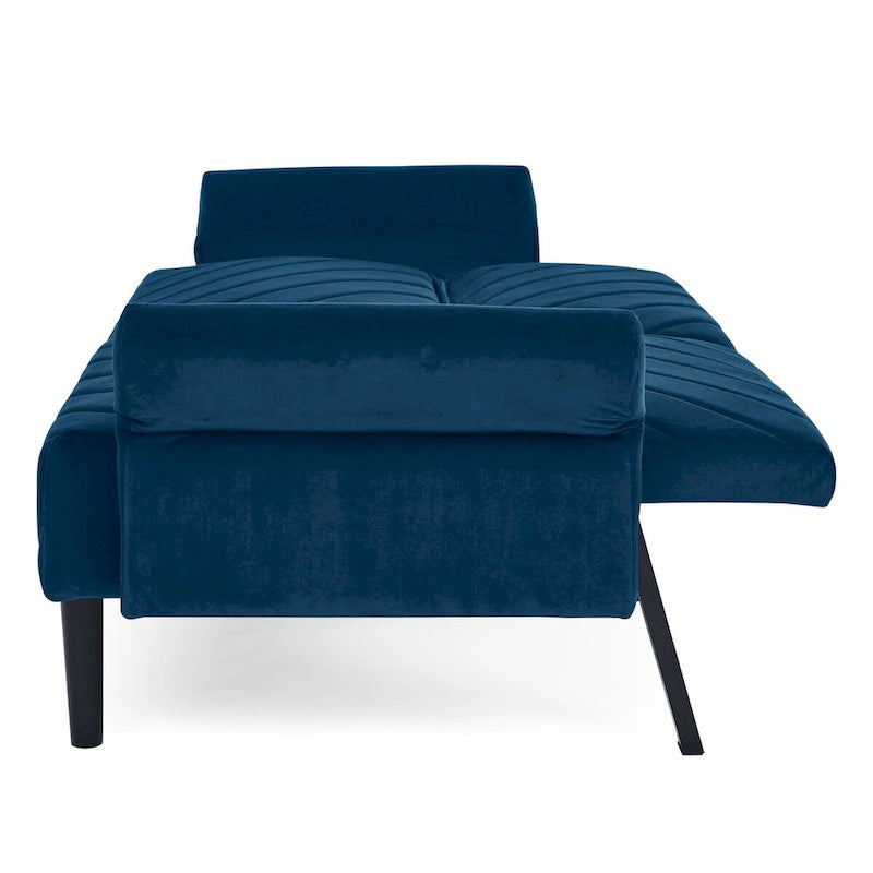Canapé-lit convertible Mid-Century Modern en velours – Dossier et accoudoirs réglables sur 6 positions