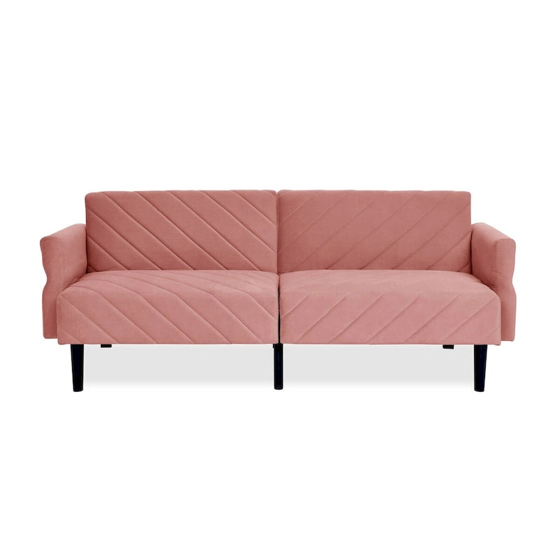 Canapé-lit convertible Mid-Century Modern en velours – Dossier et accoudoirs réglables sur 6 positions