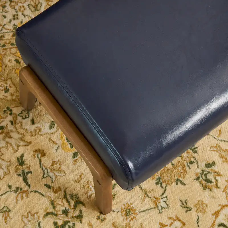 Tabouret d'appoint en similicuir style Mid-Century – Pieds évasés en hévéa, 4 coloris