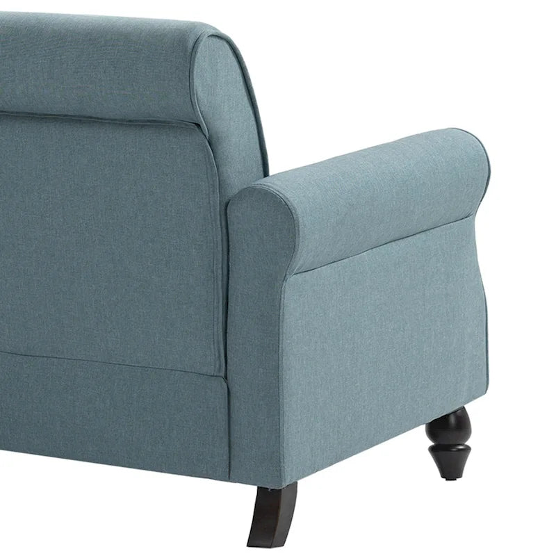 Causeuse cloutée Mid-Century – 73" en lin avec accoudoirs roulés