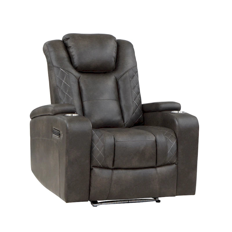Fauteuil inclinable électrique – Similicuir, base LED, ports USB et porte-gobelets, capacité de 136 kg