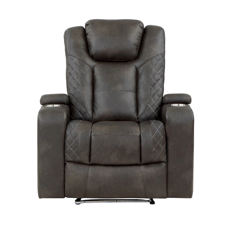 Fauteuil inclinable électrique – Similicuir, base LED, ports USB et porte-gobelets, capacité de 136 kg