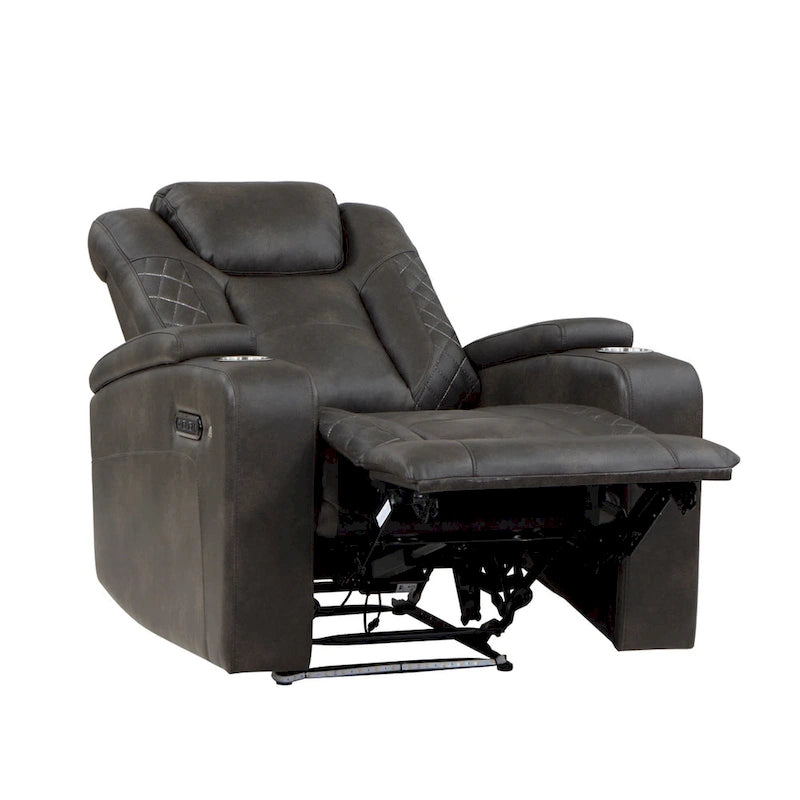 Fauteuil inclinable électrique – Similicuir, base LED, ports USB et porte-gobelets, capacité de 136 kg