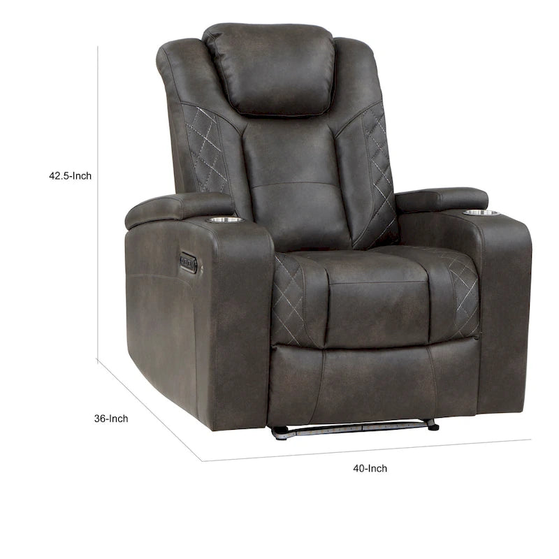 Fauteuil inclinable électrique – Similicuir, base LED, ports USB et porte-gobelets, capacité de 136 kg