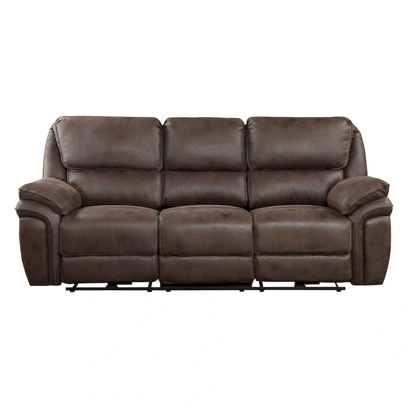 Canapé inclinable double motorisé 90 po – Microfibre brune avec port USB, porte-gobelets et commandes individuelles