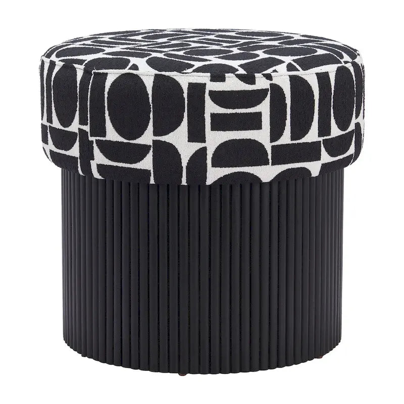 Pouf de rangement élégant – Dessus en tissu moelleux avec base en bois