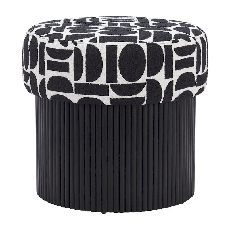 Pouf de rangement élégant – Dessus en tissu moelleux avec base en bois