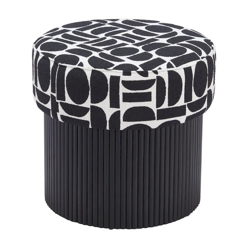 Pouf de rangement élégant – Dessus en tissu moelleux avec base en bois