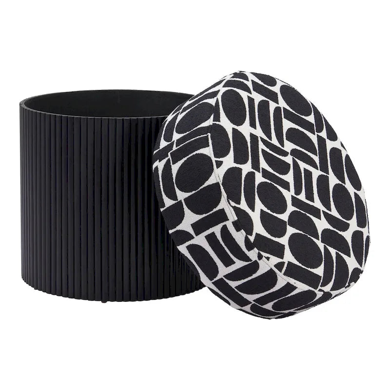 Pouf de rangement élégant – Dessus en tissu moelleux avec base en bois