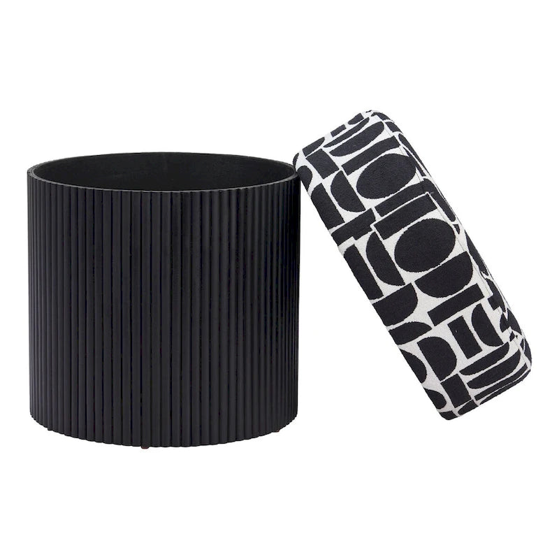 Pouf de rangement élégant – Dessus en tissu moelleux avec base en bois