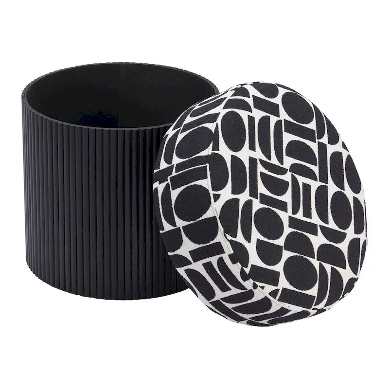 Pouf de rangement élégant – Dessus en tissu moelleux avec base en bois
