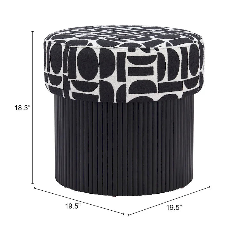 Pouf de rangement élégant – Dessus en tissu moelleux avec base en bois