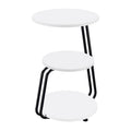 Table d'appoint contemporaine à 3 niveaux – Plateau en bois blanc avec cadre en métal noir