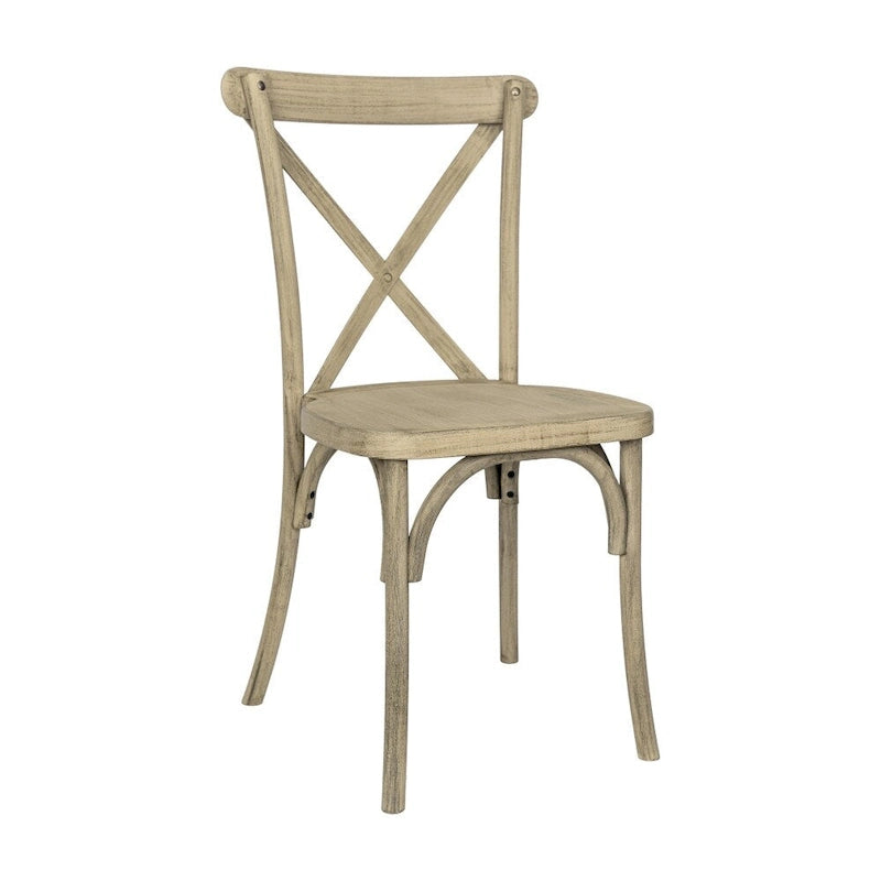 Chaise de ferme à dossier croisé – Résine de qualité commerciale, intérieur/extérieur, capacité de 450 kg