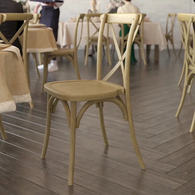 Chaise de ferme à dossier croisé – Résine de qualité commerciale, intérieur/extérieur, capacité de 450 kg