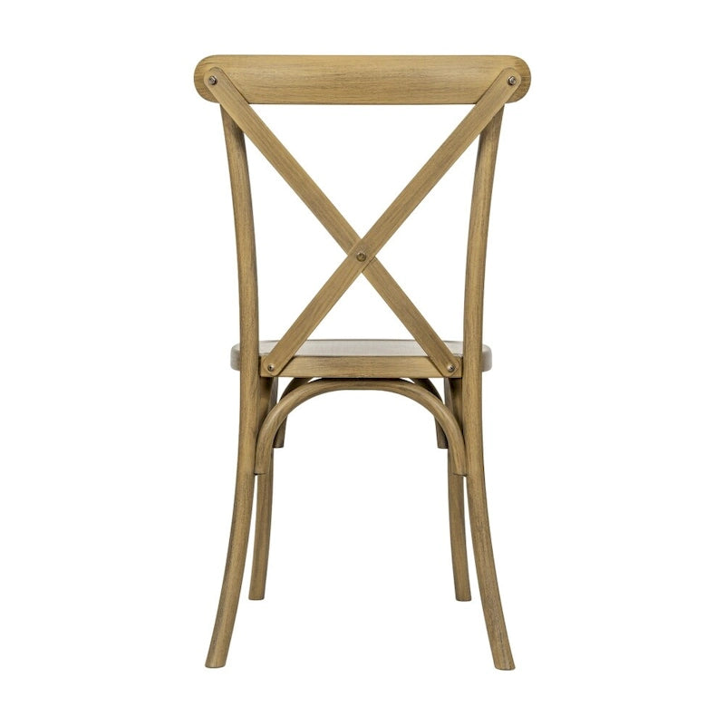 Chaise de ferme à dossier croisé – Résine de qualité commerciale, intérieur/extérieur, capacité de 450 kg