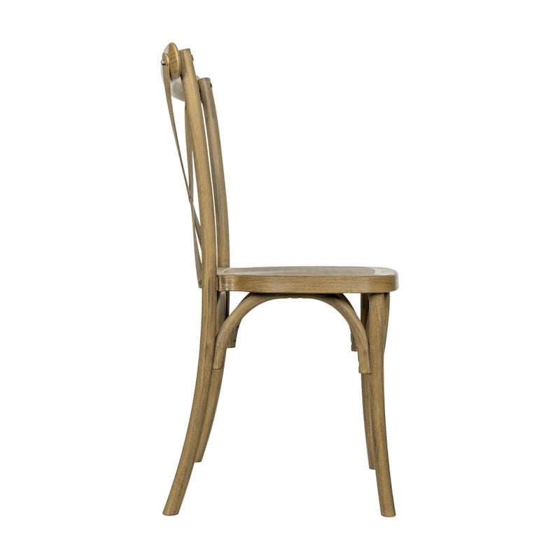 Chaise de ferme à dossier croisé – Résine de qualité commerciale, intérieur/extérieur, capacité de 450 kg
