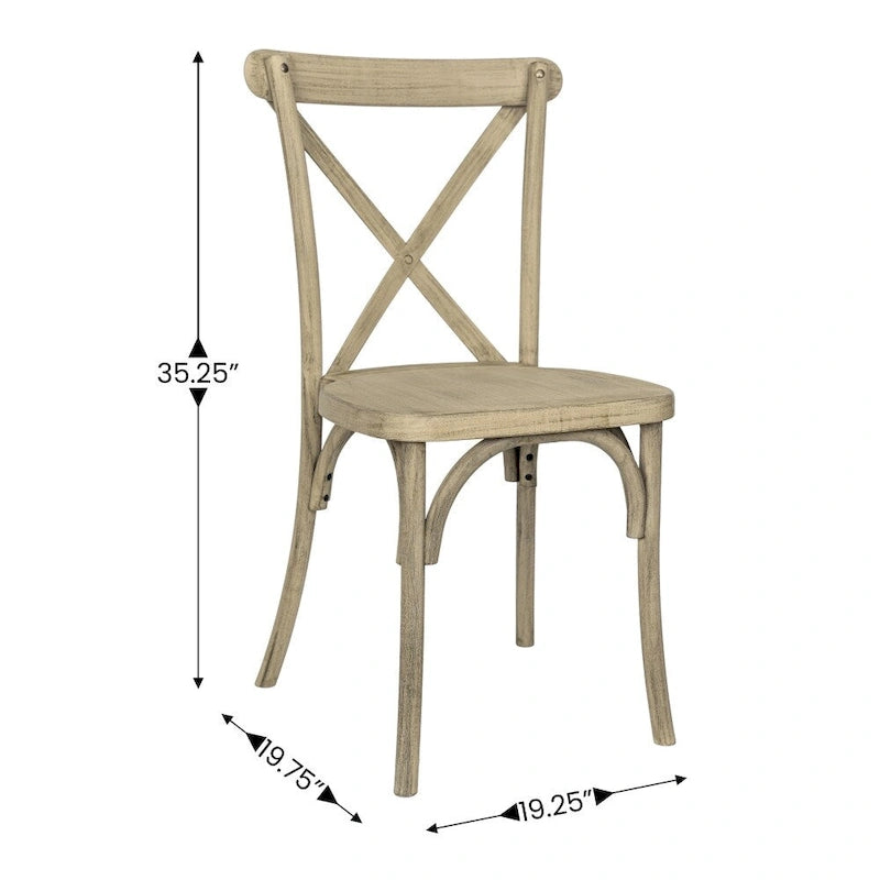 Chaise de ferme à dossier croisé – Résine de qualité commerciale, intérieur/extérieur, capacité de 450 kg