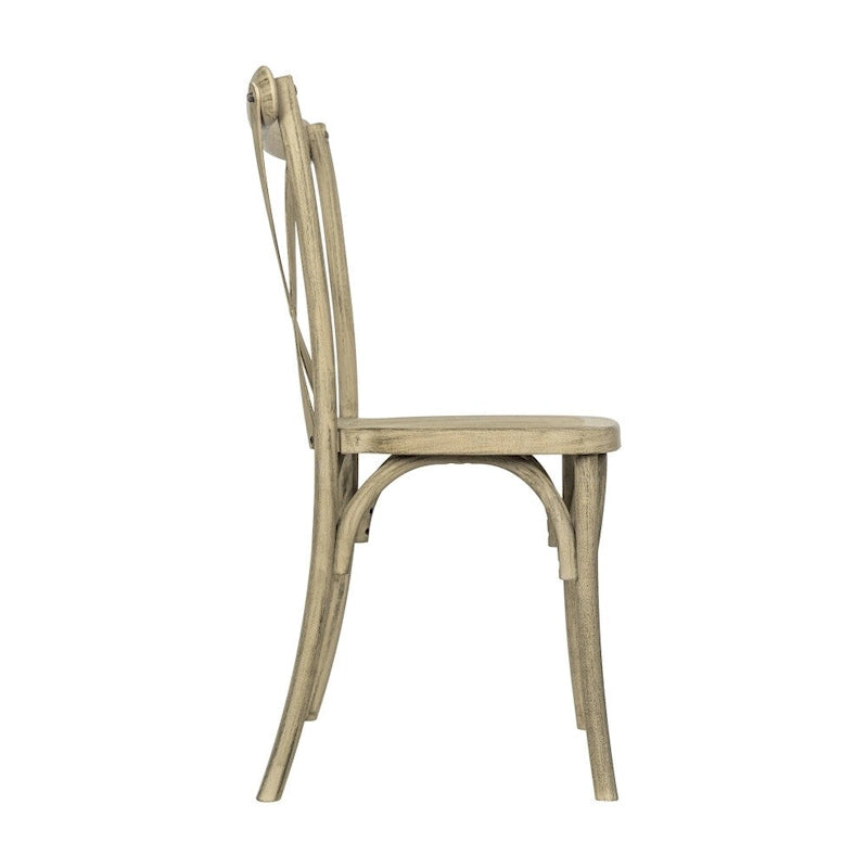 Chaise de ferme à dossier croisé – Résine de qualité commerciale, intérieur/extérieur, capacité de 450 kg