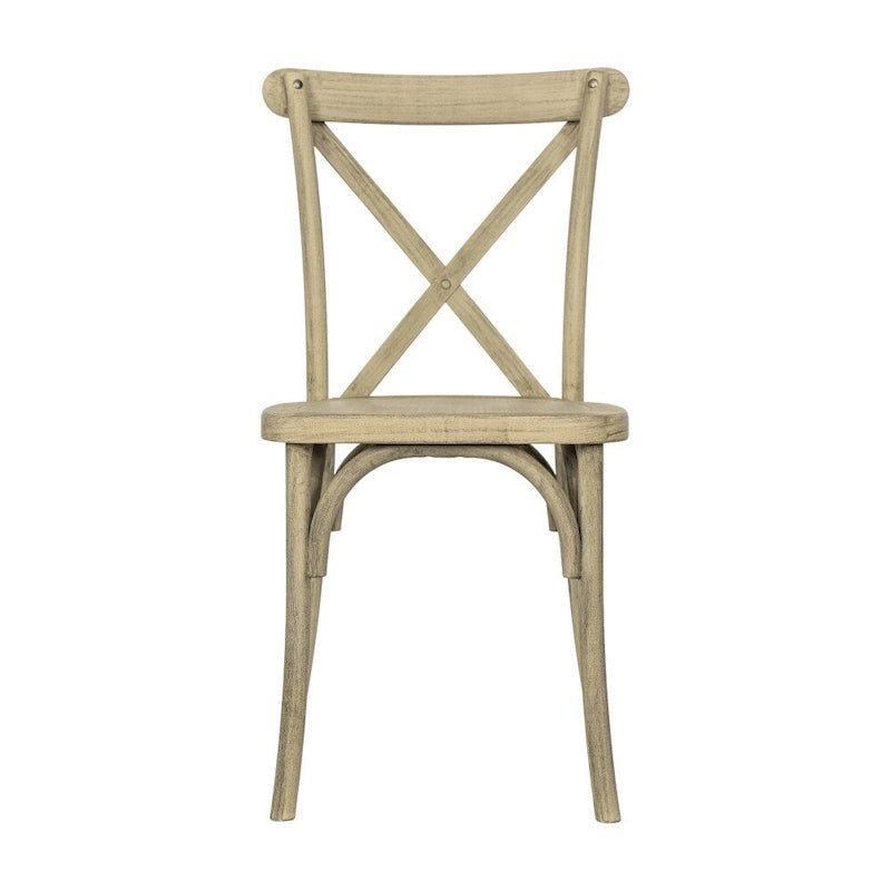 Chaise de ferme à dossier croisé – Résine de qualité commerciale, intérieur/extérieur, capacité de 450 kg
