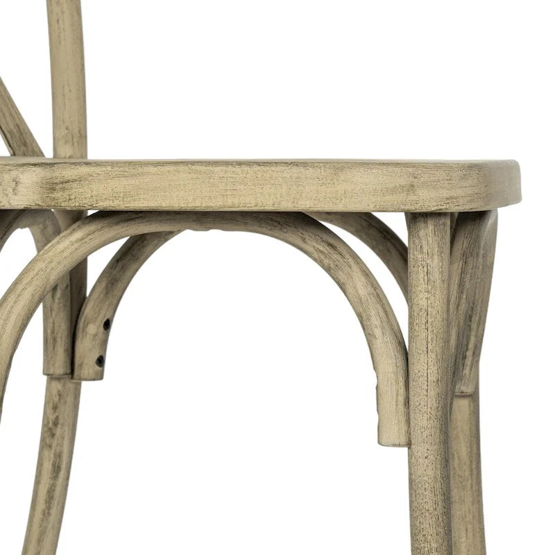 Chaise de ferme à dossier croisé – Résine de qualité commerciale, intérieur/extérieur, capacité de 450 kg