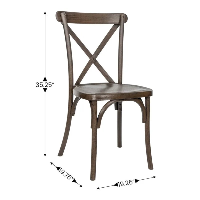 Chaise de ferme à dossier croisé – Résine de qualité commerciale, intérieur/extérieur, capacité de 450 kg