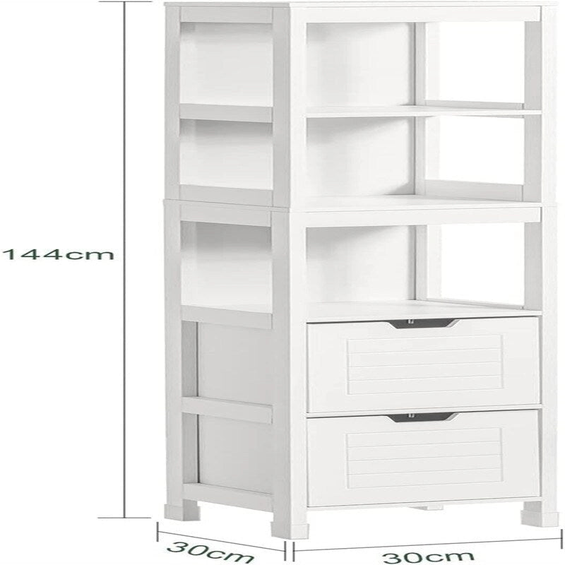 Armoire de rangement haute et étroite contemporaine – 2 tiroirs et étagères réglables