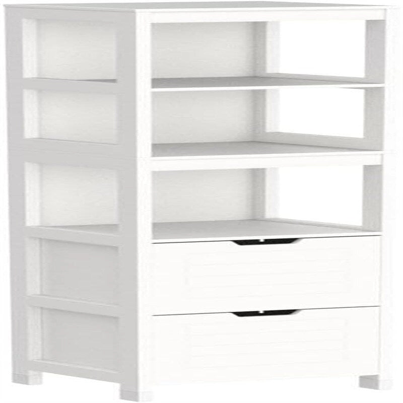 Armoire de rangement haute et étroite contemporaine – 2 tiroirs et étagères réglables