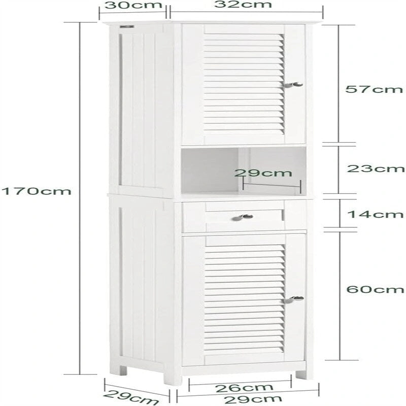 Armoire de rangement haute et étroite contemporaine – 2 tiroirs et étagères réglables