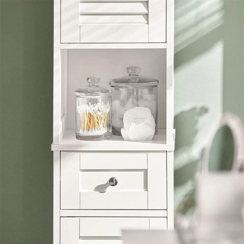 Armoire de rangement haute et étroite contemporaine – 2 tiroirs et étagères réglables