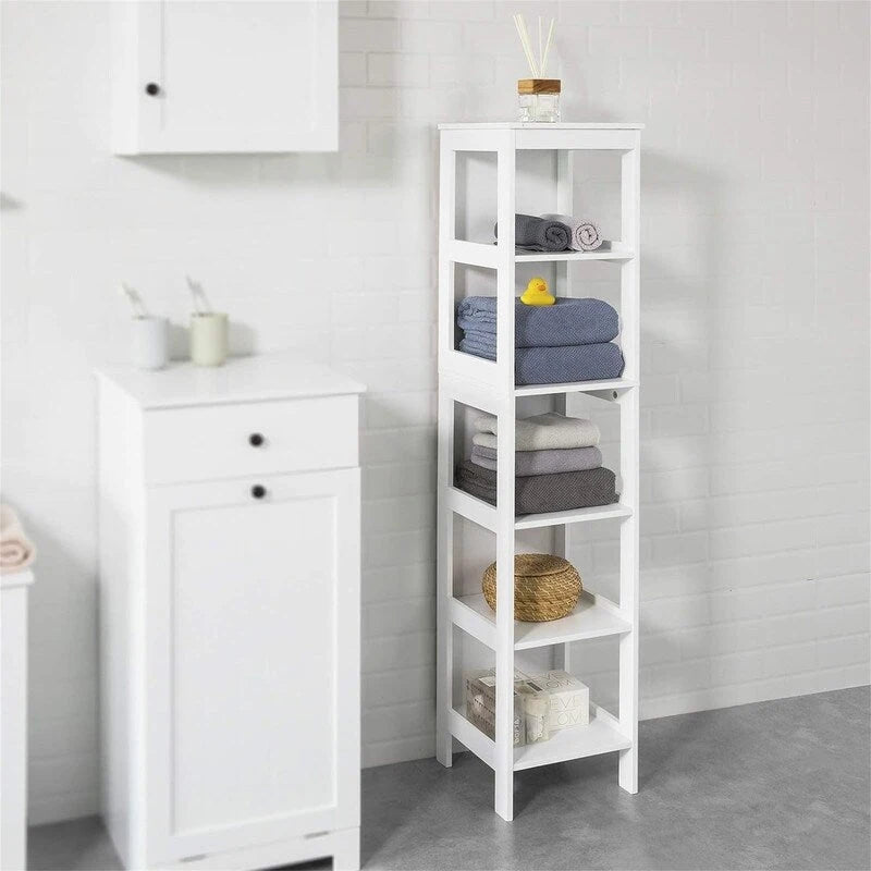 Armoire de rangement haute et étroite contemporaine – 2 tiroirs et étagères réglables