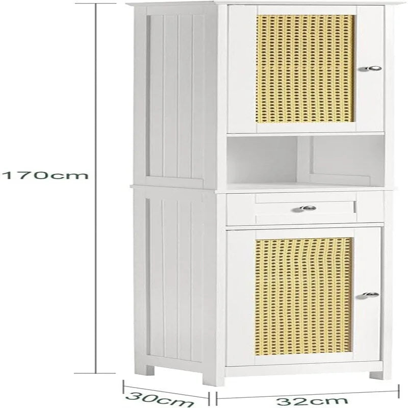 Armoire de rangement haute et étroite contemporaine – 2 tiroirs et étagères réglables