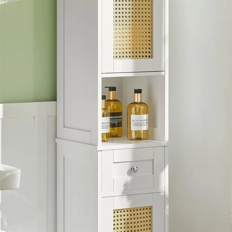 Armoire de rangement haute et étroite contemporaine – 2 tiroirs et étagères réglables