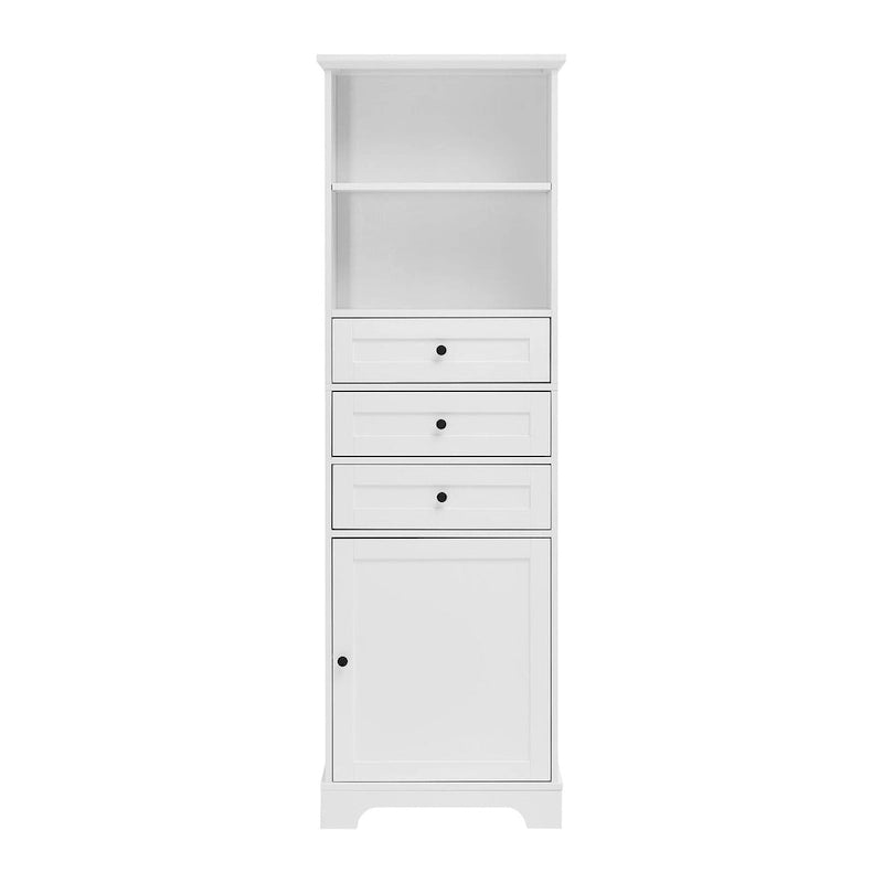 Meuble haut de salle de bain autoportant moderne et minimaliste – 3 tiroirs, étagères réglables et armoire fermée